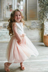 A Line Sleeveless Round Neck Sleeveless Tulle Flower Girl Dresses OHR039