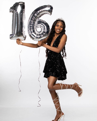 A-line Black Sequin Homecoming Dress Black Birthday Party Dress Y4601