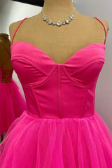 A-line Hot Pink Homecoming Dress Short Party Dress PD533