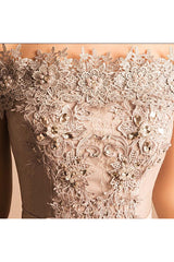 A Line Off-the-shoulder Cap Sleeves Tulle Homecoming Dress Short Prom Dress Party Dress OHM120