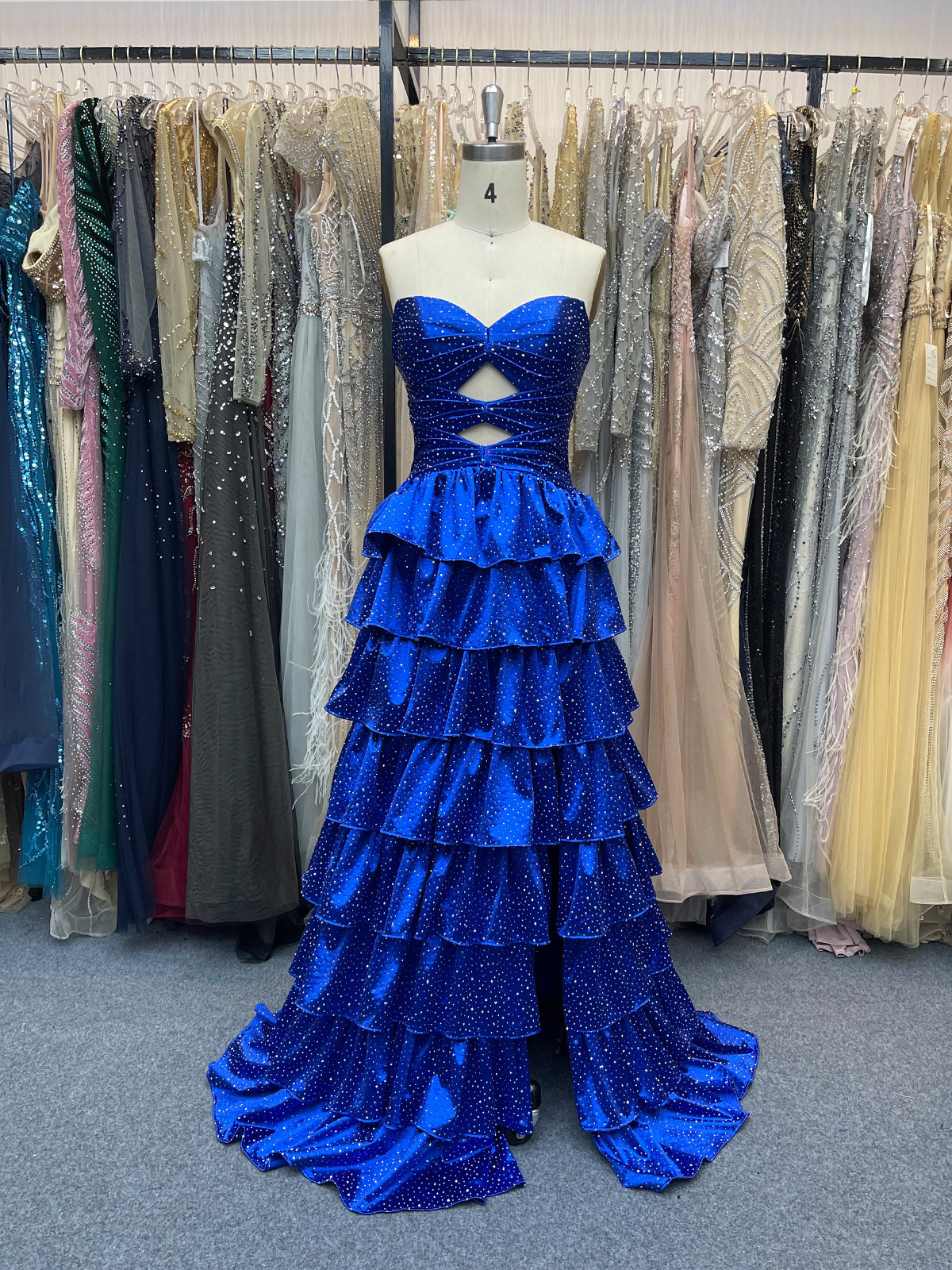 A Line Strapless Sweetheart Satin Prom Dress with Keyhole