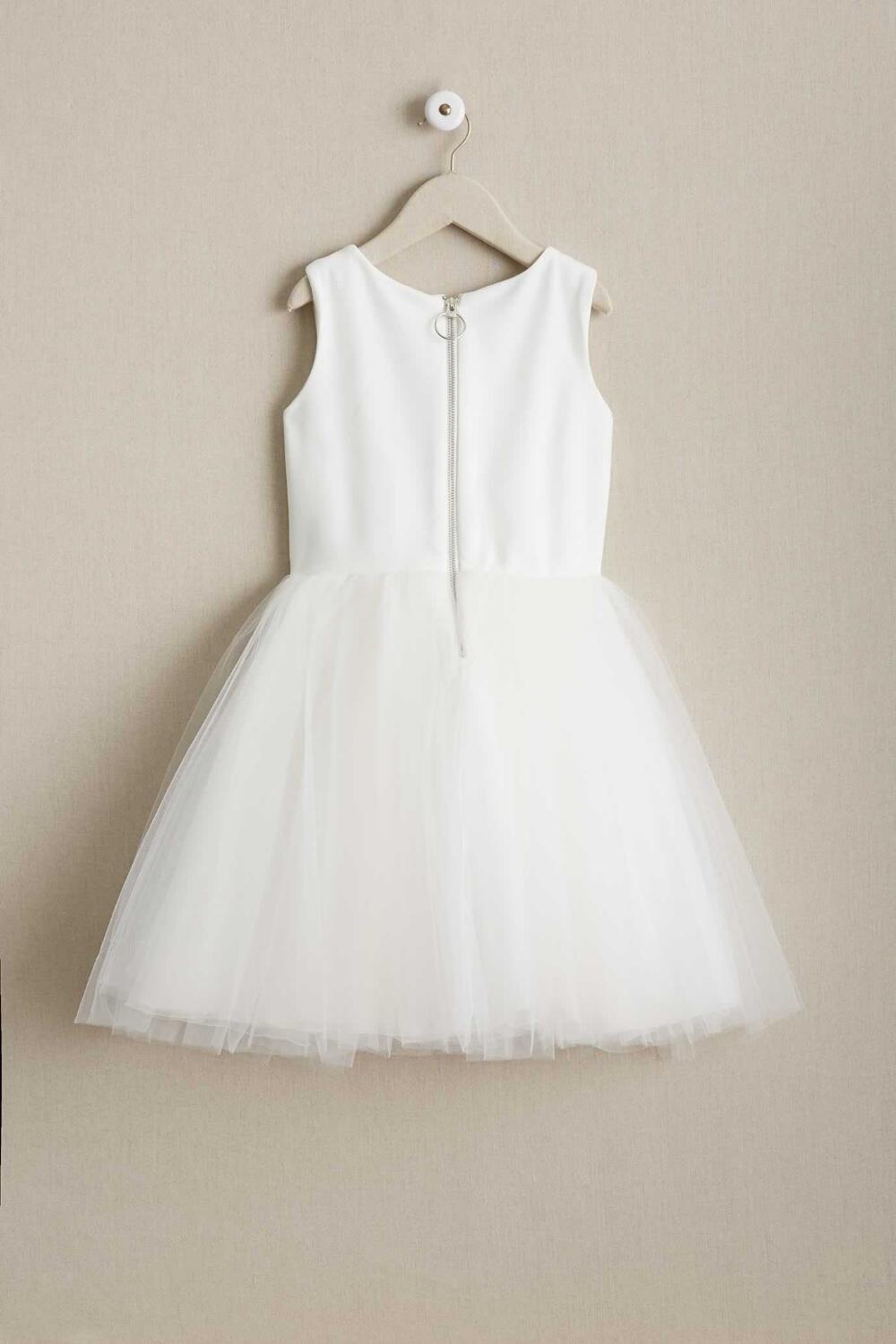A Line White Tulle Scoop Neck Appliques Beading Flower Girl Dresses OHR042