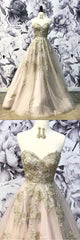 A Line Sweetheart Tulle Long Prom Dress With Lace Appliques, Evening YZ211019