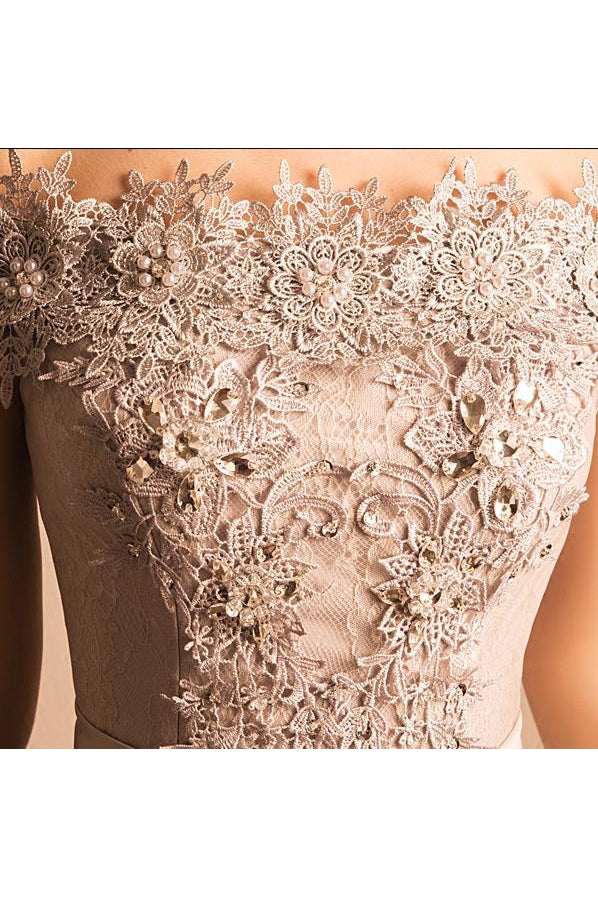 A Line Off-the-shoulder Cap Sleeves Tulle Homecoming Dress Short Prom Dress Party Dress OHM120