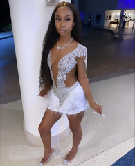 21st Birthday Outfit Dress Sexy Tight Beaded Dress Mini Homecoming Dress Y780