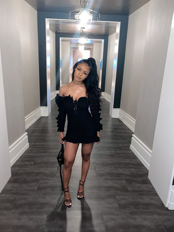 21st Birthday Outfit Black Girl Homecoming Dress Short Cocktail Dresses Y2105
