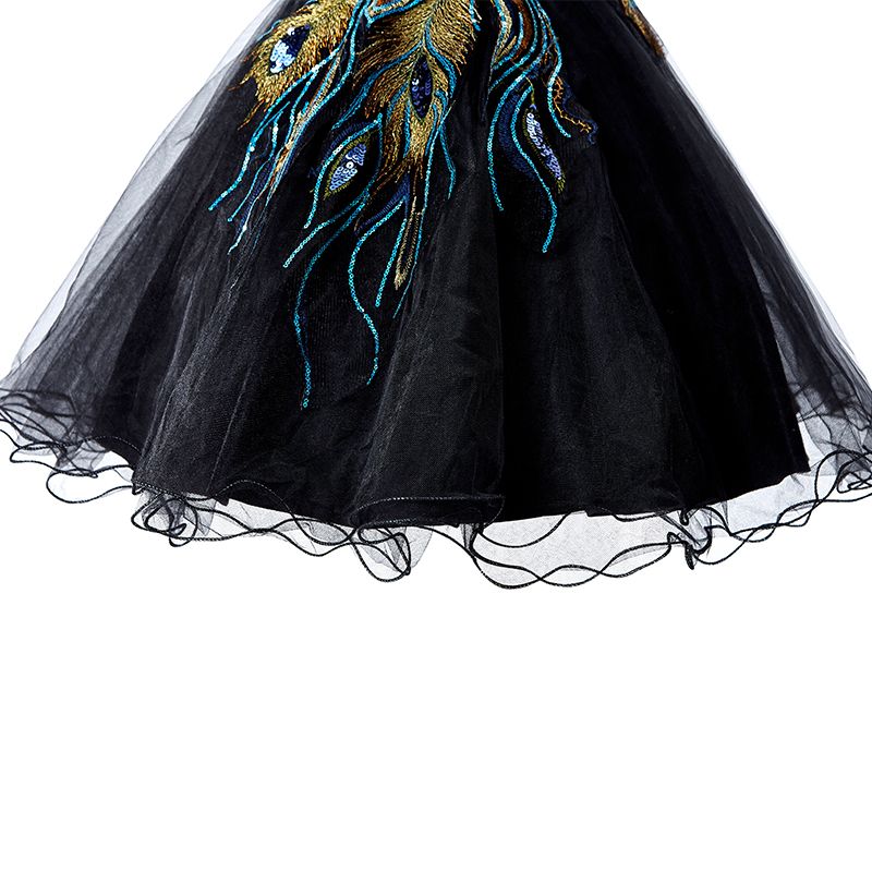 A-line Embroidery Strapless Tulle Prom Dress