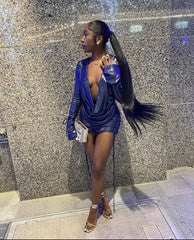 21th Birthday Outfit Dress Long Sleeves Party Dress Black Girls Dress Sexy Homecoming Dress Y1538