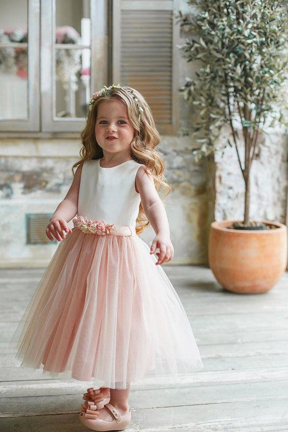 A Line Sleeveless  Round Neck Sleeveless Tulle Flower Girl Dresses OHR039