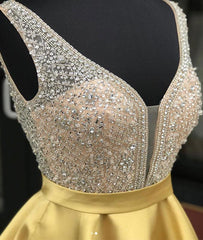 A Line Satin Beaded  Homecoming Dresses Sexy V-neck Short Prom Dress DKL1221