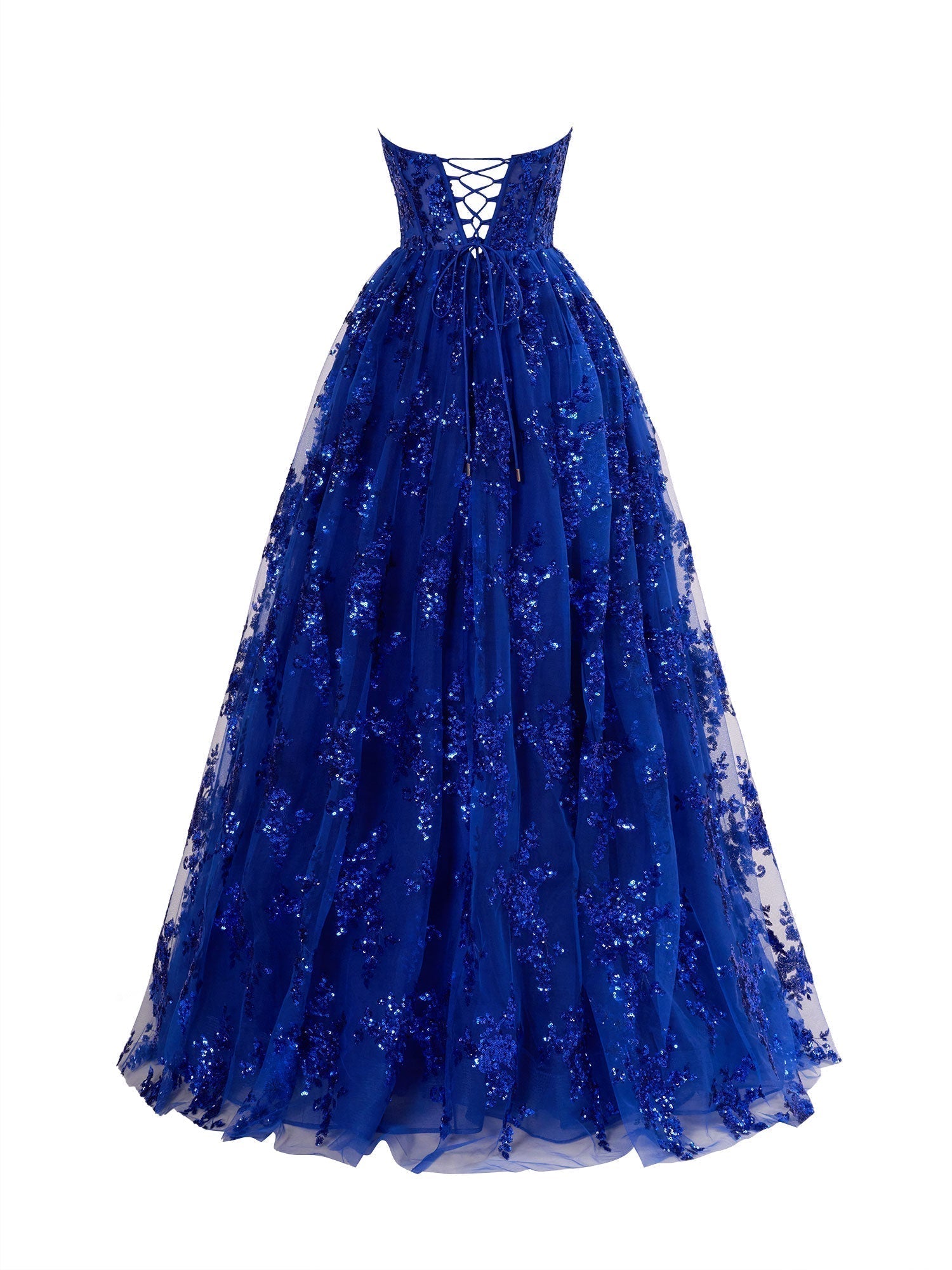 A Line Strapless Pleating Long Prom Dress With Applique